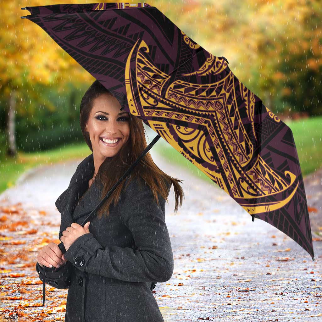 Personalized Brisbane Broncos Umbrella Polynesian Tribal Pattern Style