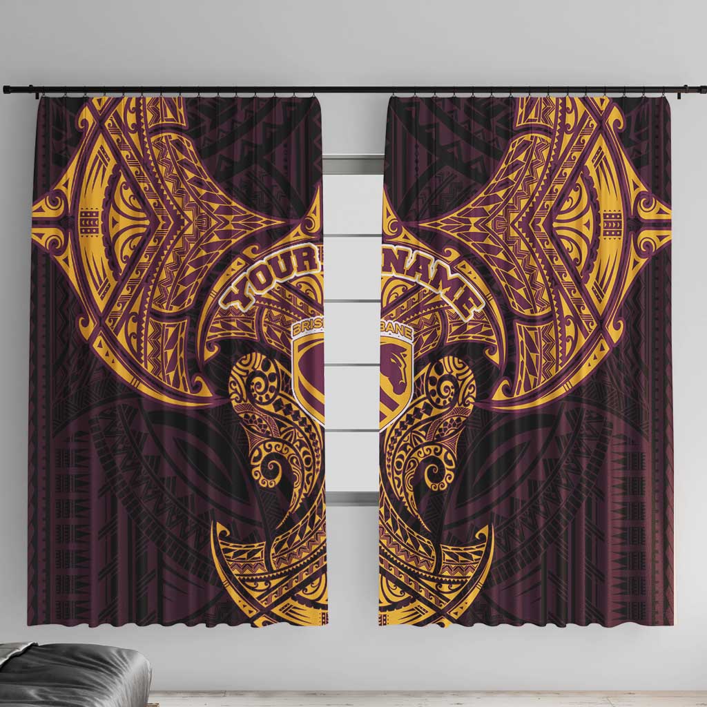Personalized Brisbane Broncos Window Curtain Polynesian Tribal Pattern Style