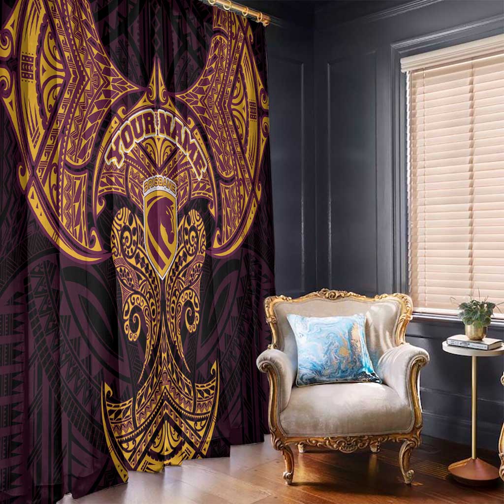 Personalized Brisbane Broncos Window Curtain Polynesian Tribal Pattern Style