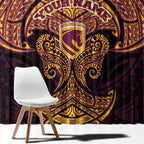 Personalized Brisbane Broncos Window Curtain Polynesian Tribal Pattern Style