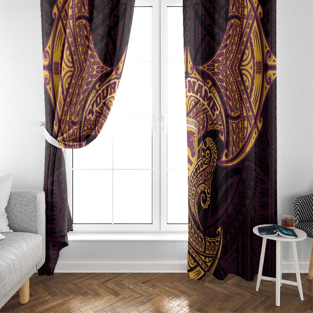 Personalized Brisbane Broncos Window Curtain Polynesian Tribal Pattern Style