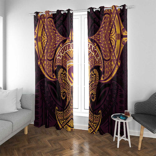 Personalized Brisbane Broncos Window Curtain Polynesian Tribal Pattern Style
