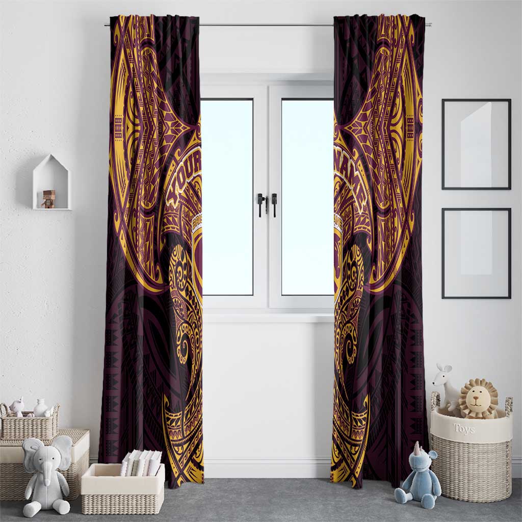 Personalized Brisbane Broncos Window Curtain Polynesian Tribal Pattern Style