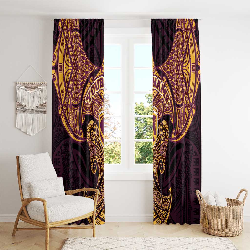 Personalized Brisbane Broncos Window Curtain Polynesian Tribal Pattern Style