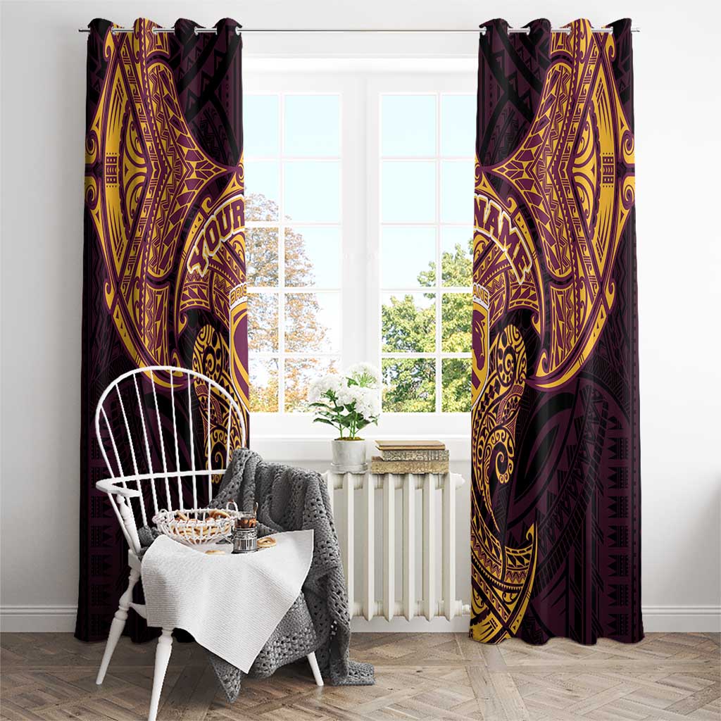 Personalized Brisbane Broncos Window Curtain Polynesian Tribal Pattern Style
