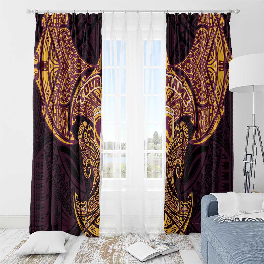 Personalized Brisbane Broncos Window Curtain Polynesian Tribal Pattern Style
