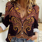 Personalized Brisbane Broncos Women Casual Shirt Polynesian Tribal Pattern Style