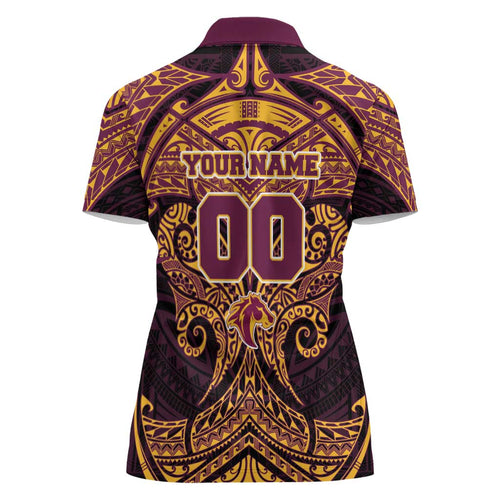 Personalized Brisbane Broncos Women Polo Shirt Polynesian Tribal Pattern Style