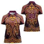 Personalized Brisbane Broncos Women Polo Shirt Polynesian Tribal Pattern Style