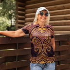 Personalized Brisbane Broncos Women Polo Shirt Polynesian Tribal Pattern Style