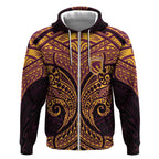 Personalized Brisbane Broncos Zip Hoodie Polynesian Tribal Pattern Style