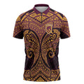 Personalized Brisbane Broncos Zipper Polo Shirt Polynesian Tribal Pattern Style