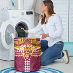 Personalized Brisbane Lions Laundry Basket Polynesian Tribal Pattern Heritage Football