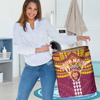 Personalized Brisbane Lions Laundry Basket Polynesian Tribal Pattern Heritage Football