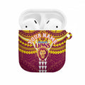 Personalized Brisbane Lions AirPods Case Polynesian Tribal Pattern Heritage Football