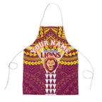 Personalized Brisbane Lions Apron Polynesian Tribal Pattern Heritage Football