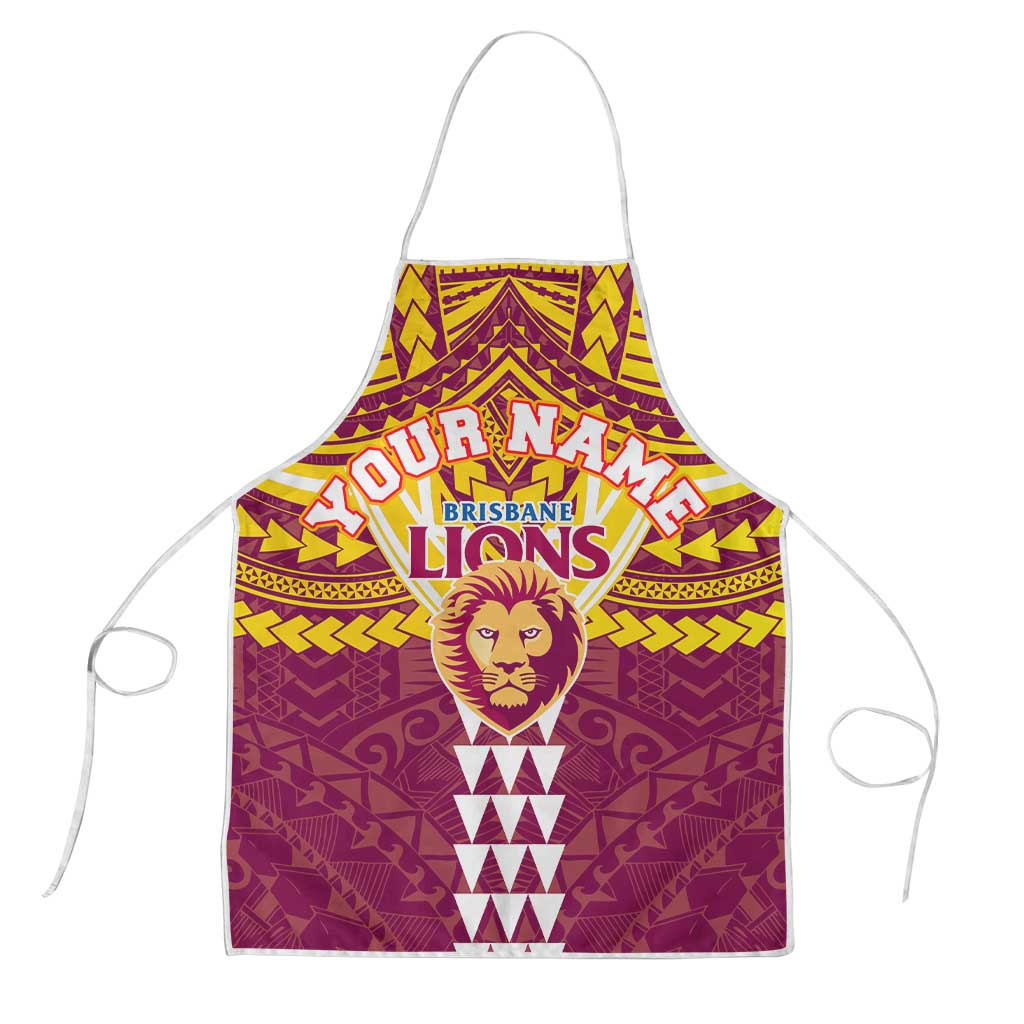 Personalized Brisbane Lions Apron Polynesian Tribal Pattern Heritage Football