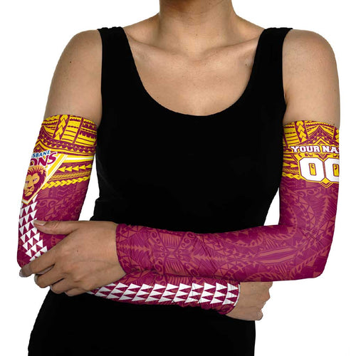 Personalized Brisbane Lions Arm Sleeves Polynesian Tribal Pattern Heritage Football