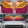 Personalized Brisbane Lions Auto Sun Shade Polynesian Tribal Pattern Heritage Football