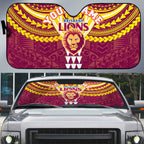 Personalized Brisbane Lions Auto Sun Shade Polynesian Tribal Pattern Heritage Football