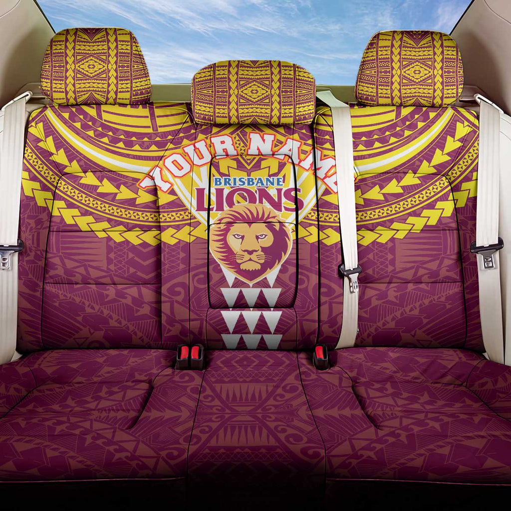 Personalized Brisbane Lions Back Car Seat Cover Polynesian Tribal Pattern Heritage Football