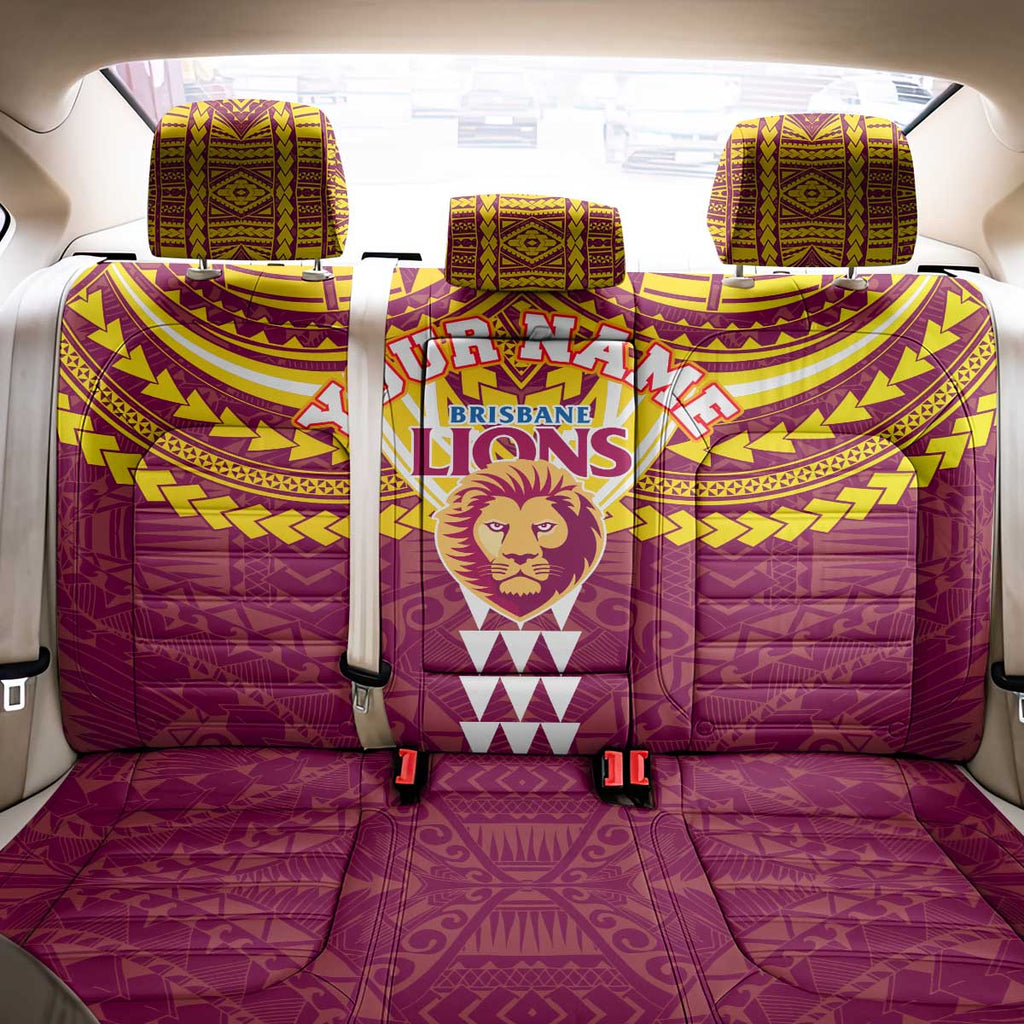 Personalized Brisbane Lions Back Car Seat Cover Polynesian Tribal Pattern Heritage Football