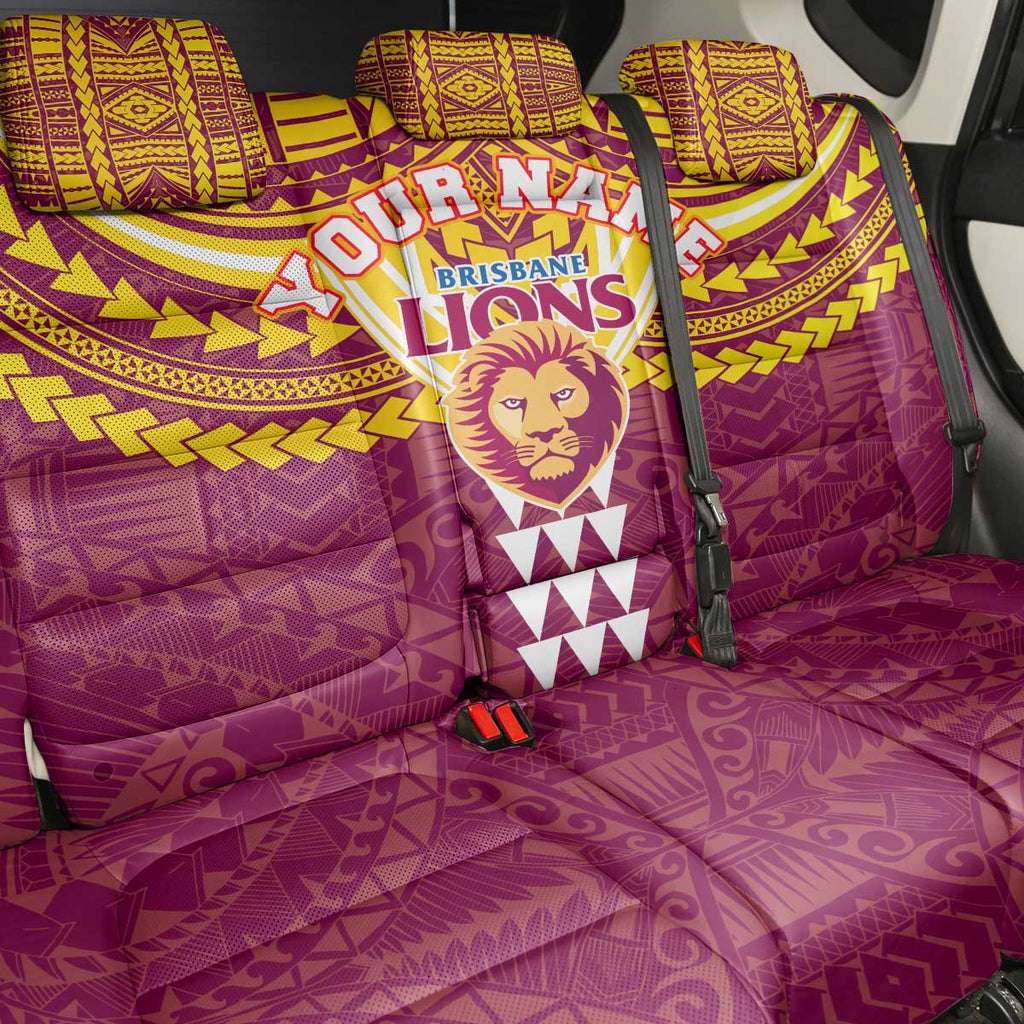 Personalized Brisbane Lions Back Car Seat Cover Polynesian Tribal Pattern Heritage Football