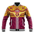 Personalized Brisbane Lions Baseball Jacket Polynesian Tribal Pattern Heritage Football