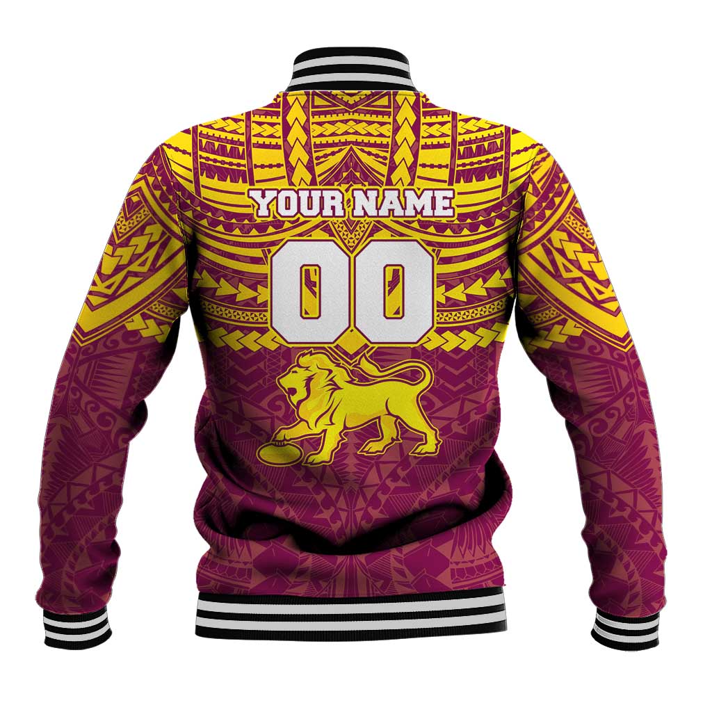 Personalized Brisbane Lions Baseball Jacket Polynesian Tribal Pattern Heritage Football
