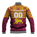 Personalized Brisbane Lions Baseball Jacket Polynesian Tribal Pattern Heritage Football