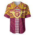Personalized Brisbane Lions Baseball Jersey Polynesian Tribal Pattern Heritage Football