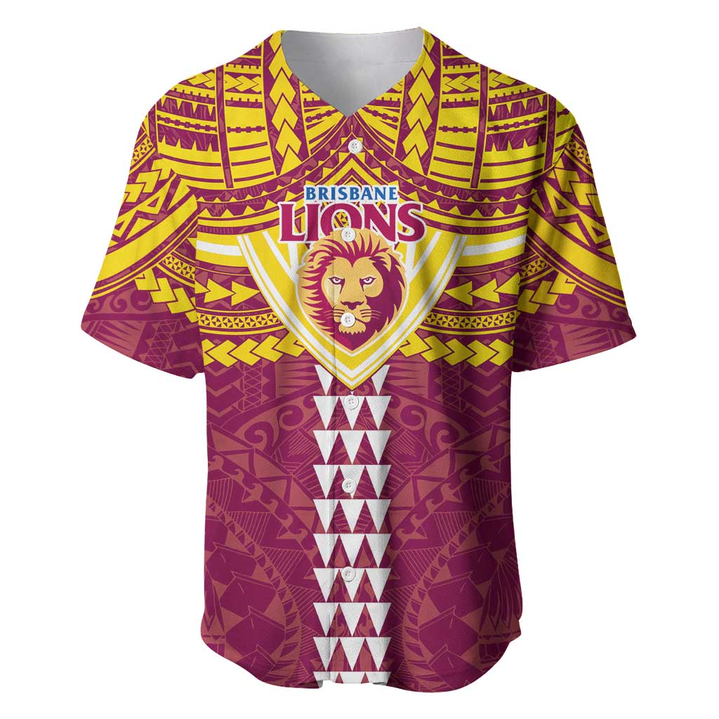 Personalized Brisbane Lions Baseball Jersey Polynesian Tribal Pattern Heritage Football