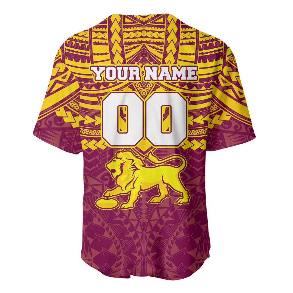 Personalized Brisbane Lions Baseball Jersey Polynesian Tribal Pattern Heritage Football