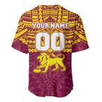 Personalized Brisbane Lions Baseball Jersey Polynesian Tribal Pattern Heritage Football