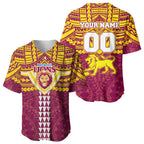 Personalized Brisbane Lions Baseball Jersey Polynesian Tribal Pattern Heritage Football