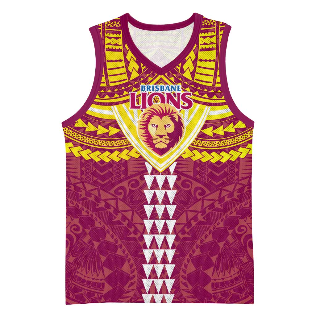 Personalized Brisbane Lions Basketball Jersey Polynesian Tribal Pattern Heritage Football