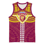 Personalized Brisbane Lions Basketball Jersey Polynesian Tribal Pattern Heritage Football