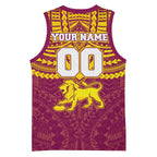 Personalized Brisbane Lions Basketball Jersey Polynesian Tribal Pattern Heritage Football