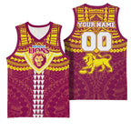 Personalized Brisbane Lions Basketball Jersey Polynesian Tribal Pattern Heritage Football