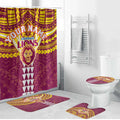 Personalized Brisbane Lions Bathroom Set Polynesian Tribal Pattern Heritage Football