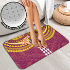 Personalized Brisbane Lions Bathroom Set Polynesian Tribal Pattern Heritage Football