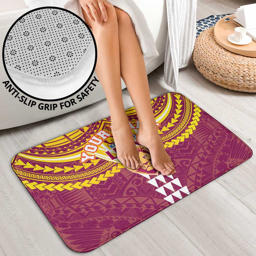 Personalized Brisbane Lions Bathroom Set Polynesian Tribal Pattern Heritage Football