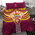 Personalized Brisbane Lions Bedding Set Polynesian Tribal Pattern Heritage Football