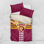 Personalized Brisbane Lions Bedding Set Polynesian Tribal Pattern Heritage Football