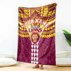 Personalized Brisbane Lions Blanket Polynesian Tribal Pattern Heritage Football