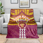 Personalized Brisbane Lions Blanket Polynesian Tribal Pattern Heritage Football
