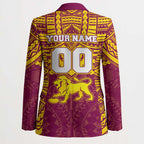 Personalized Brisbane Lions Blazer Polynesian Tribal Pattern Heritage Football