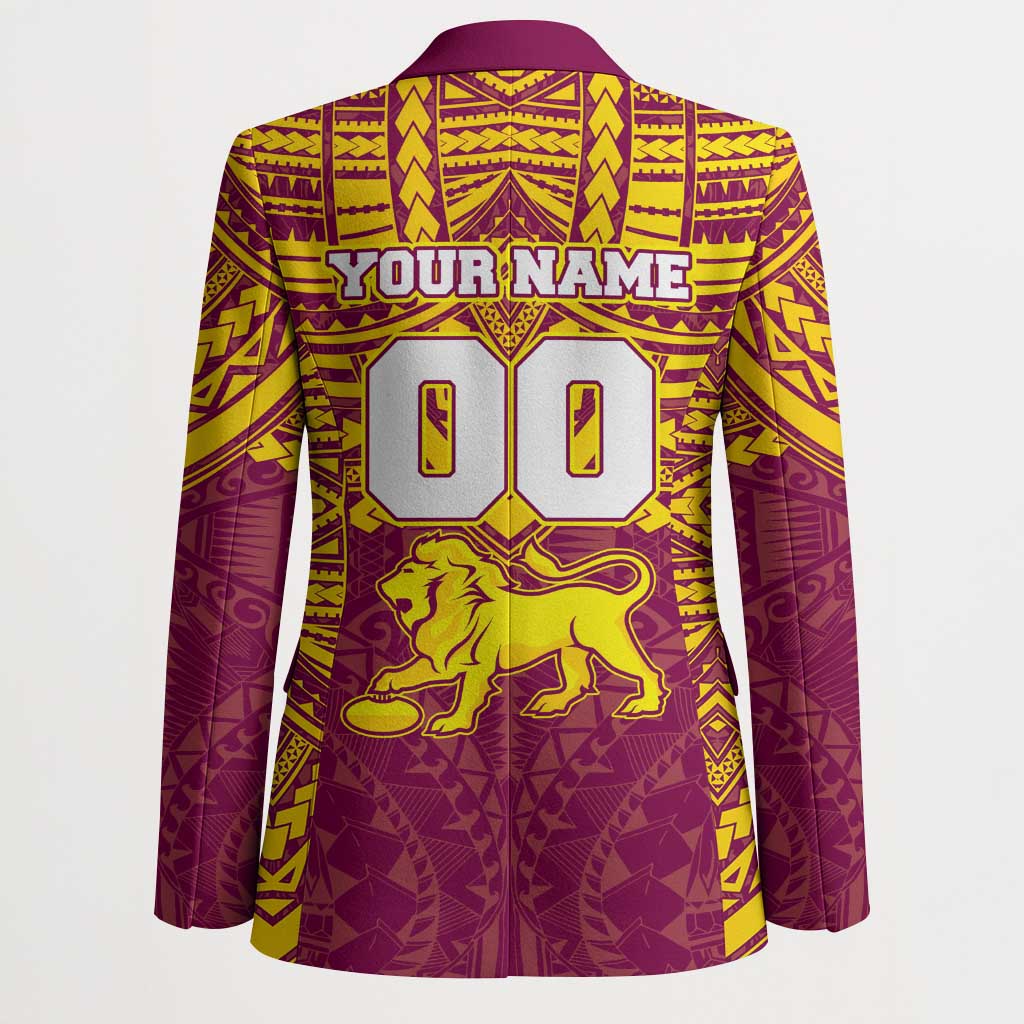 Personalized Brisbane Lions Blazer Polynesian Tribal Pattern Heritage Football