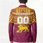 Personalized Brisbane Lions Blazer Polynesian Tribal Pattern Heritage Football