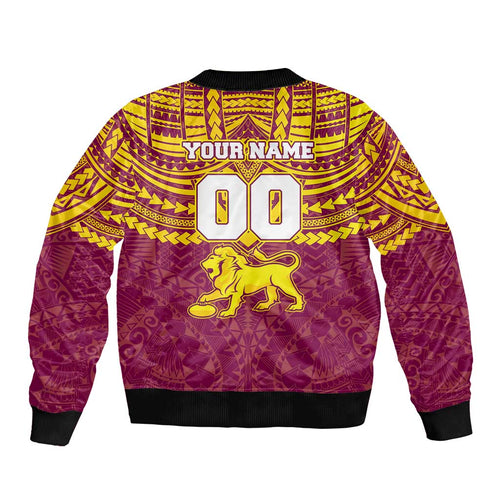 Personalized Brisbane Lions Bomber Jacket Polynesian Tribal Pattern Heritage Football
